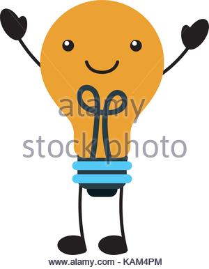 300x386 Kawaii Light Bulb Idea Creativity Cartoon Stock Vector Art