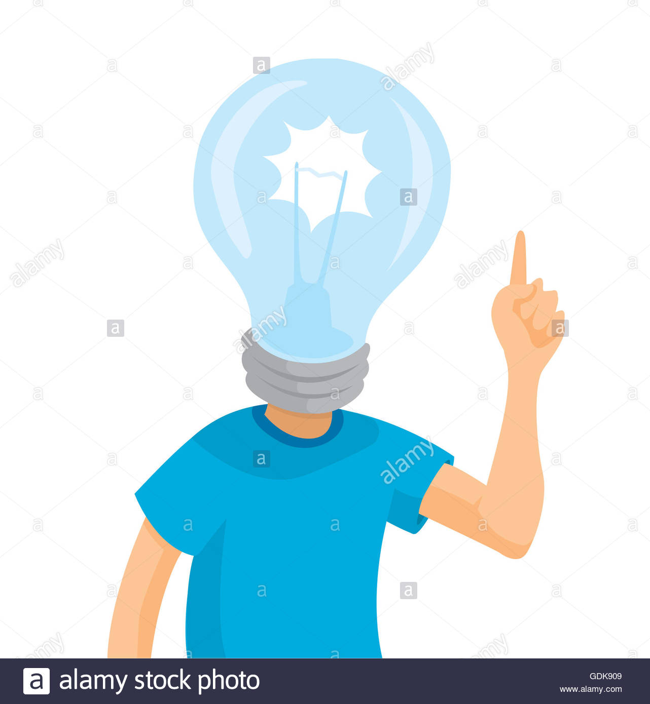 1282x1390 Cartoon Illustration Of Idea Man Or Light Bulb Head Stock Photo