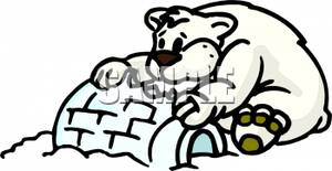 300x155 Polar Bear Building An Igloo Clip Art Image