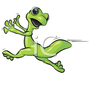 300x300 Green Iguana Running Clip Art Image