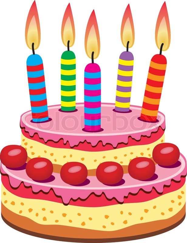 616x800 Vector Birthday Cake With Burning Candles Stock Vector Colourbox