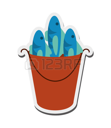 390x450 Illustration Of Bucket Of Fish On White Background And Bucket