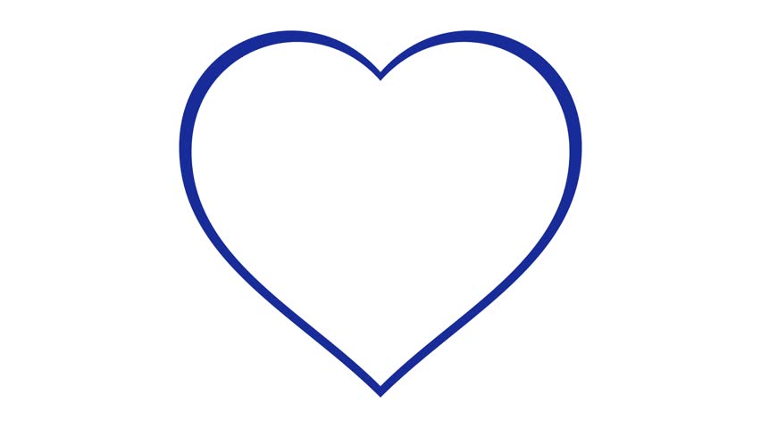 852x480 Black Heart Shape Line Art Sequence On White Stock Footage Video