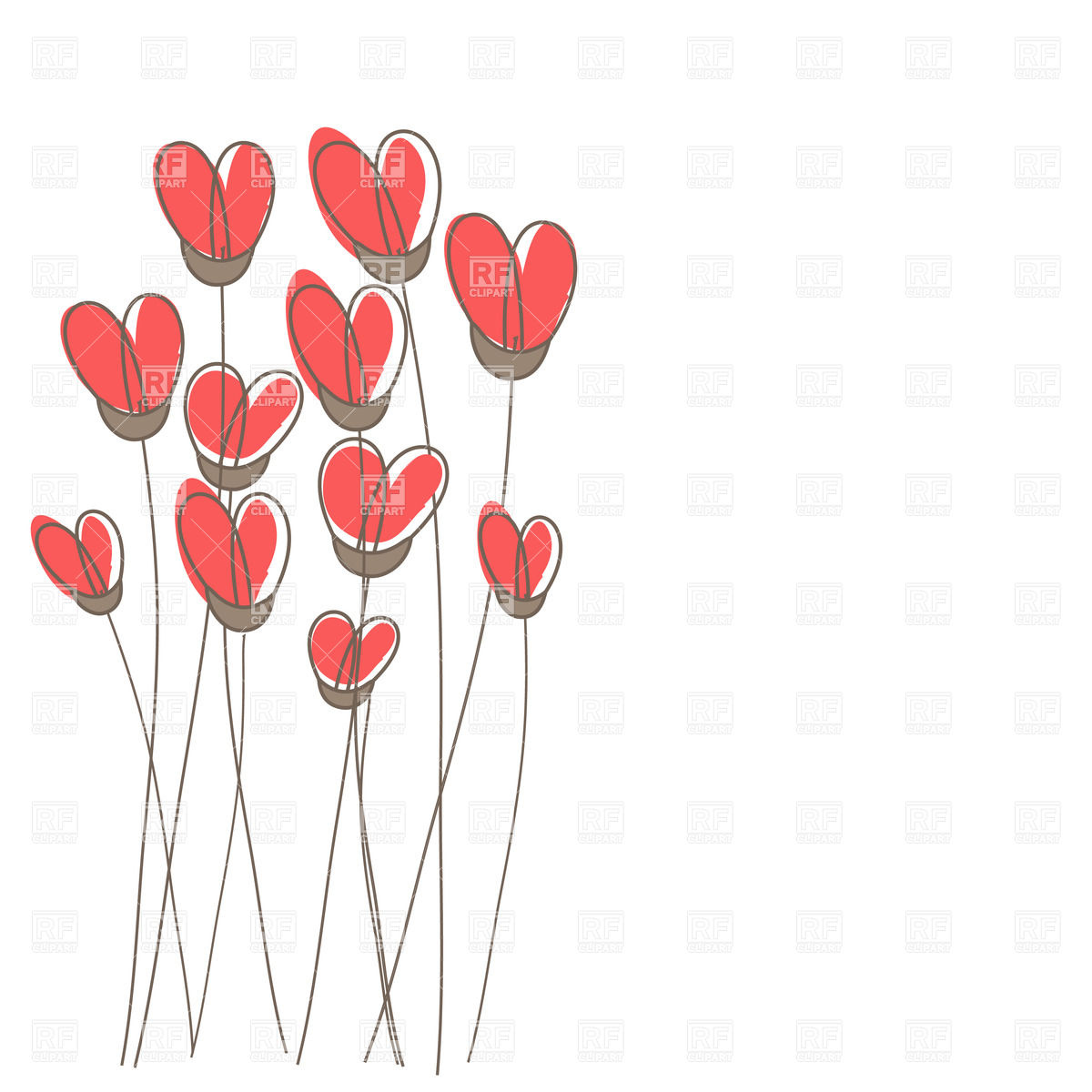1200x1200 Set Of Heart Shaped Flowers On White Background Royalty Free