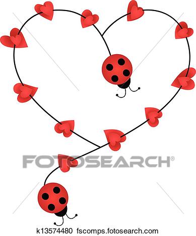 389x470 Clipart Of Ladybugs Forming Heart Shape K13574480