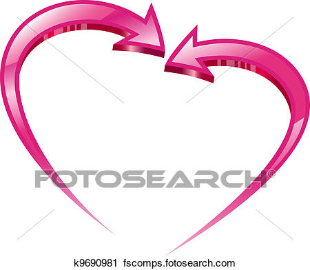 450x392 Clipart Of Two Pink Arrows Create A Heart Shape. K9690981
