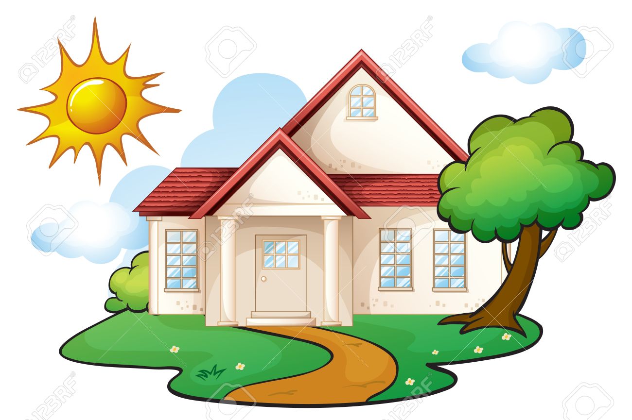 1300x865 Illustration Of A House In A Beautiful Nature Royalty Free
