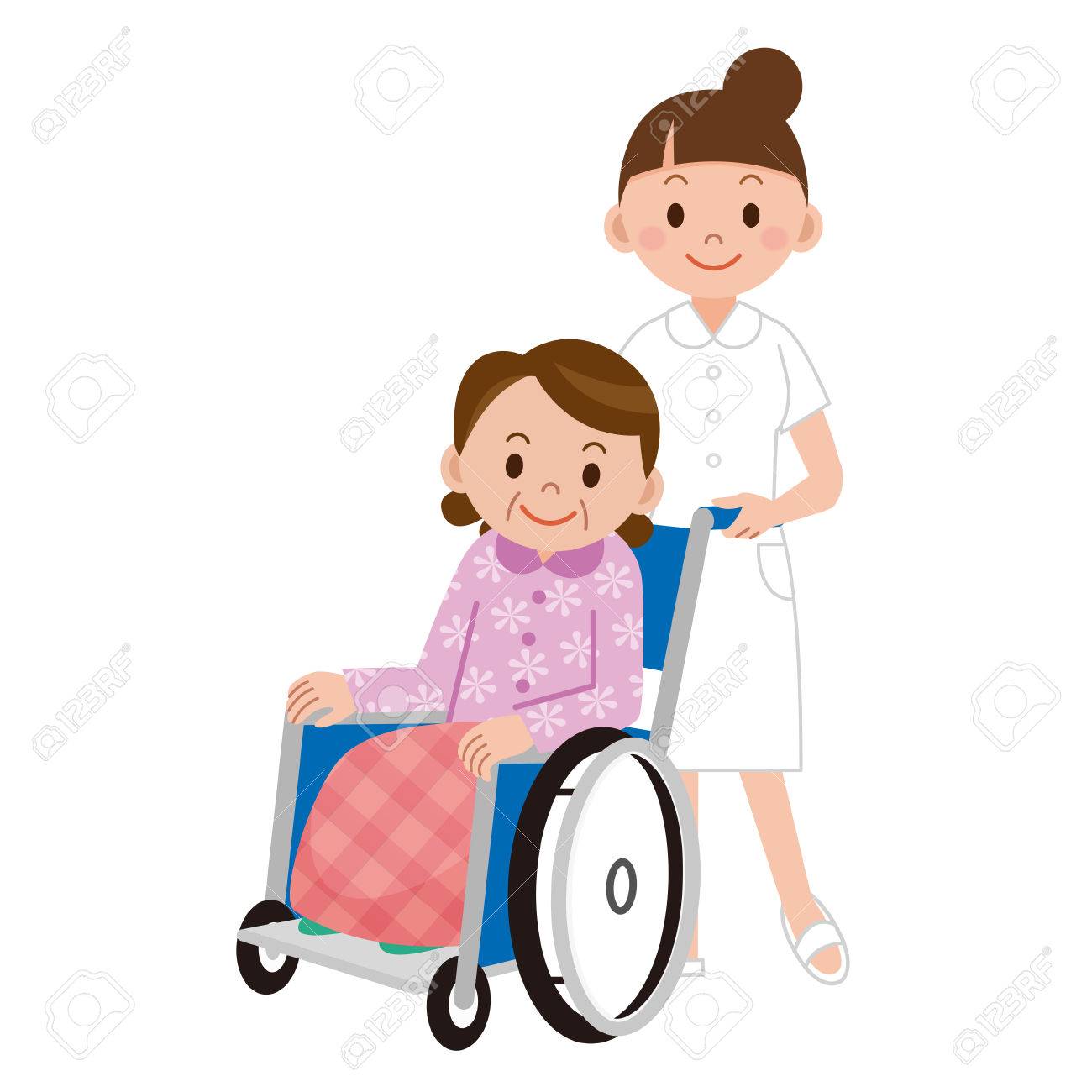 1300x1300 Patient In A Wheelchair Next To A Nurse In Hospital Ward Royalty