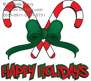 300x265 Art Illustration Of Candy Canes With Happy Holidays Message