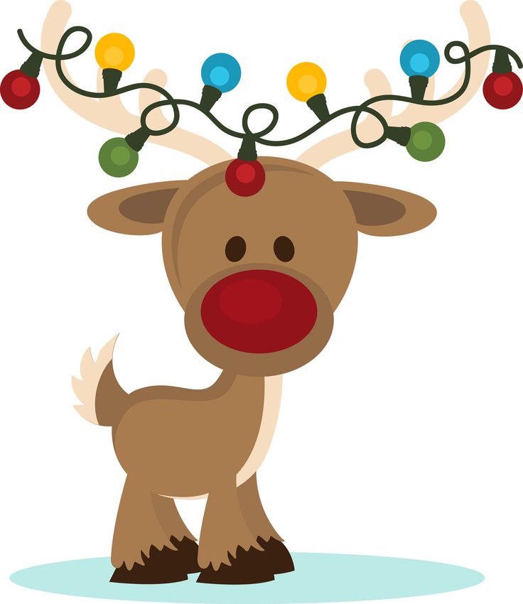 736x850 Reindeer With Bow And Christmas Lights Clipart