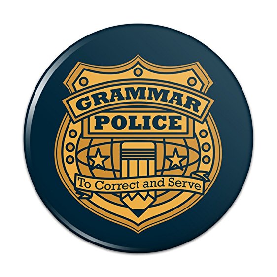 562x562 Grammar Police Badge Funny Pinback Button Pin Badge