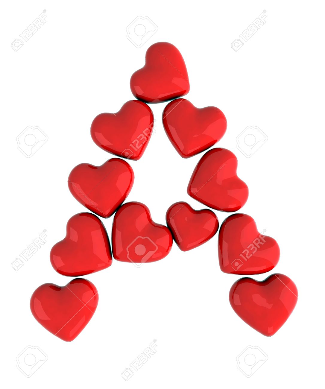1086x1300 Letter A With Red Hearts Stock Photo, Picture And Royalty Free
