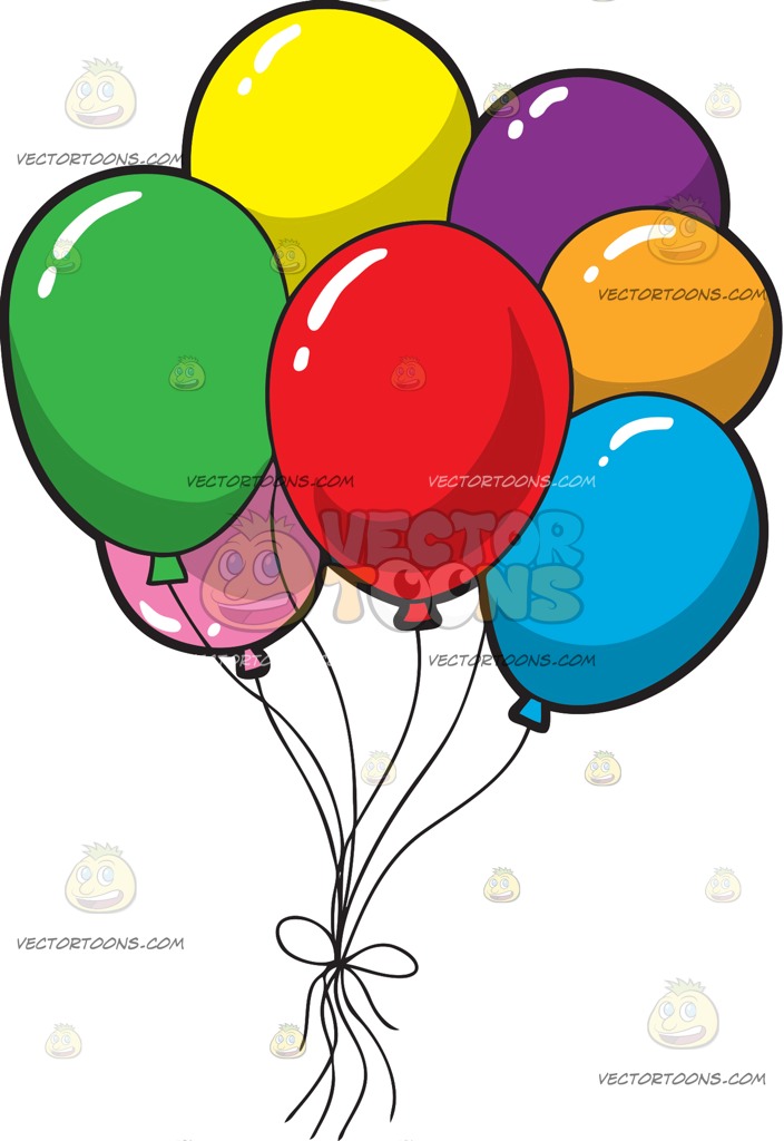 704x1024 A Bunch Of Colorful Birthday Balloons Cartoon Clipart