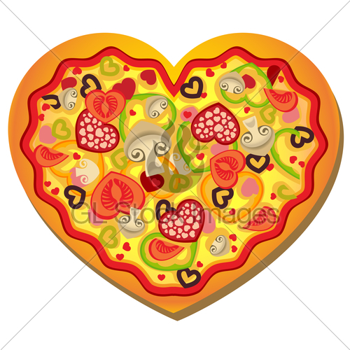500x500 Heart Shaped Pizza Clipart