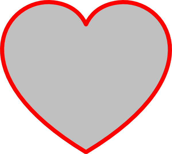 600x535 Gray Heart With Red Outline Clip Art