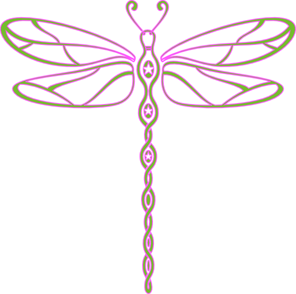 600x596 Pink And Green Dragonfly Clip Art