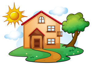 300x212 House Painted In Blue Color Illustration Royalty Free Stock Image