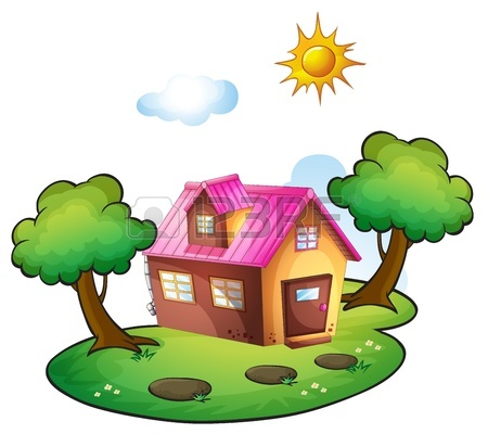 450x400 Illustration Of A House In A Beautiful Nature Royalty Free