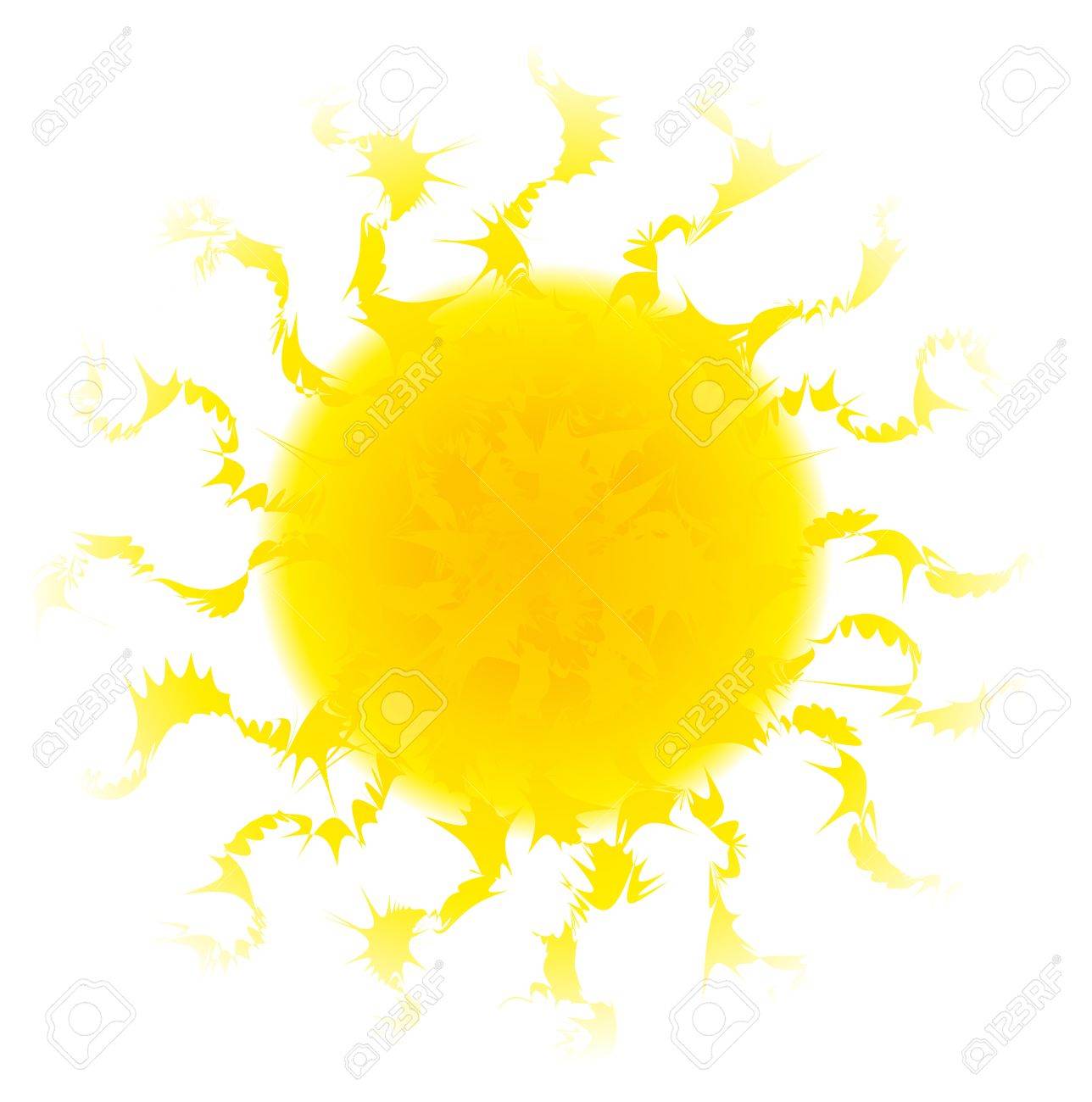 1288x1300 Illustration Of A Sun With Flickering Rays Isolated Vector