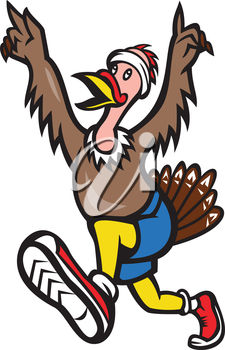 225x350 Clip Art Illustration Of A Turkey Running A Race