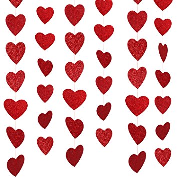355x355 Konsait Blushing Valentines Day Decorations Glitter Heart Garland