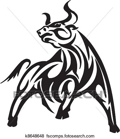 406x470 Clip Art Of Bull In Tribal Style
