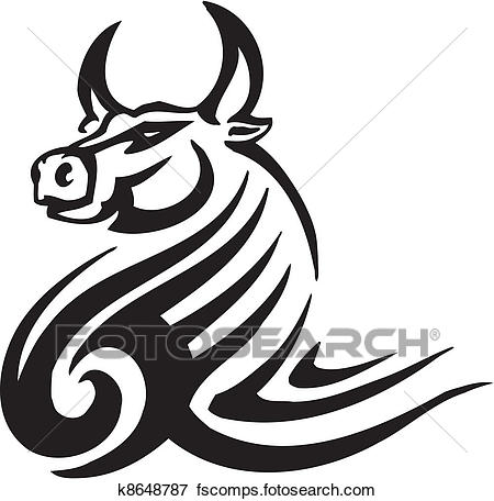 450x456 Clip Art Of Bull In Tribal Style