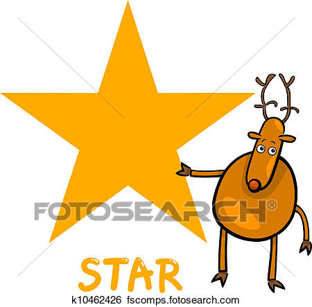 450x443 Clip Art Of Star Shape With Cartoon Deer K10462426