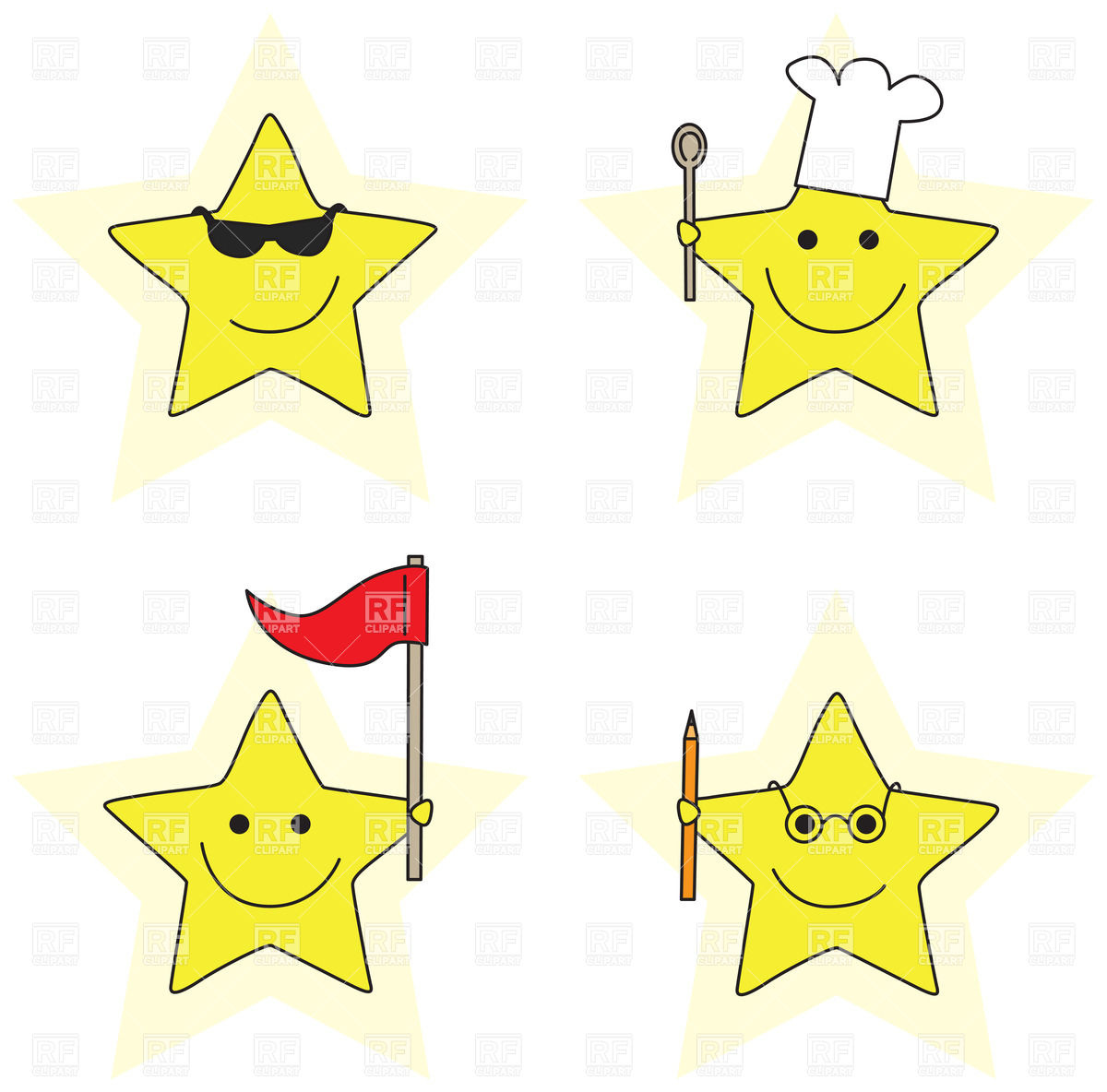1200x1184 Smiling Cartoon Little Stars In Different Roles Royalty Free