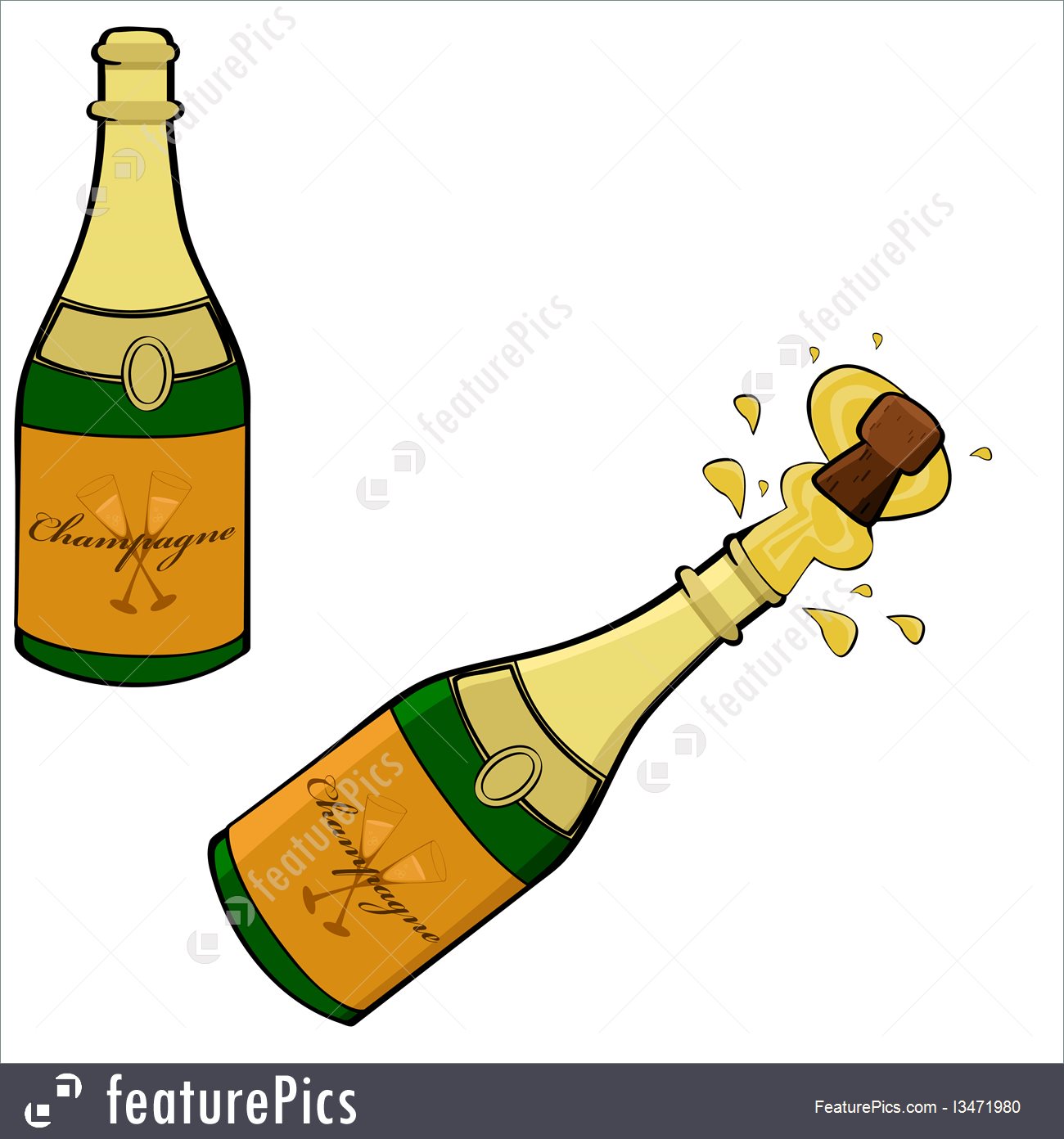1300x1392 Champagne Bottle Illustration