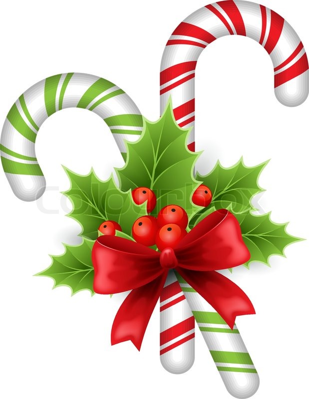 619x800 Christmas Holly And Candy Stock Vector Colourbox