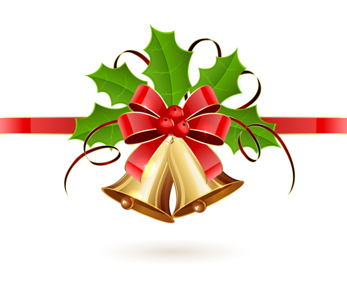 500x405 Christmas Holly Berry With Bells Vector Background 05