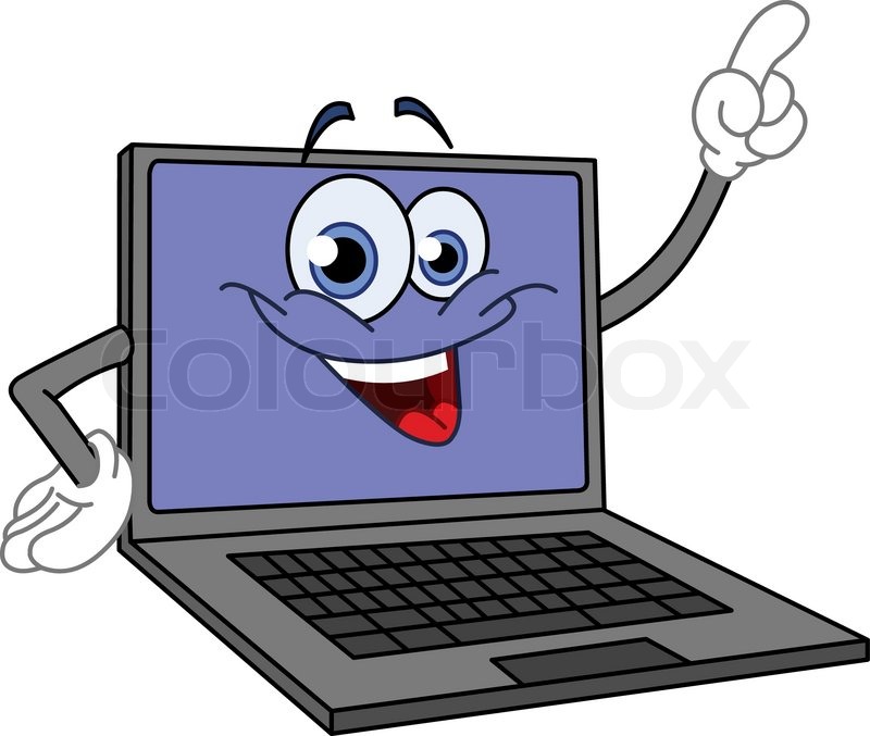 800x677 Cartoon Computer Pointing With His Finger Stock Vector Colourbox
