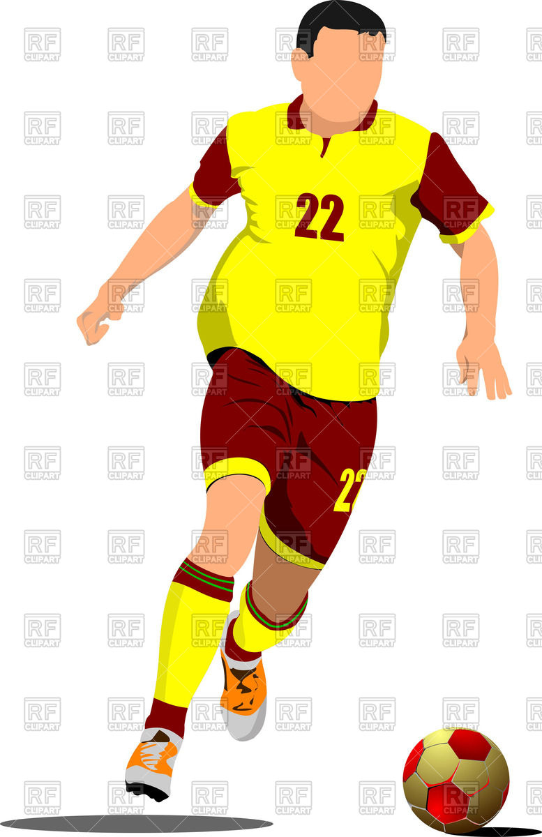 777x1200 Yellow Red Silhouette Of Soccer Player With Football Ball Royalty