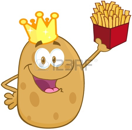 450x445 Potato Chef Holding Up A French Fries Royalty Free Cliparts