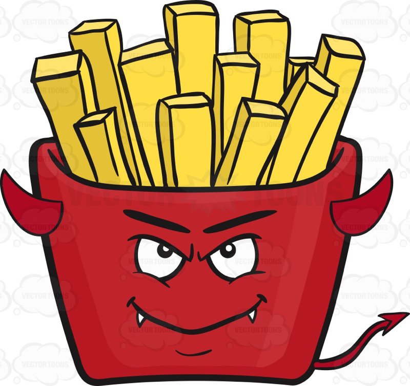 800x754 Devil Red Pack Of French Fries Emoji Cartoon Clipart