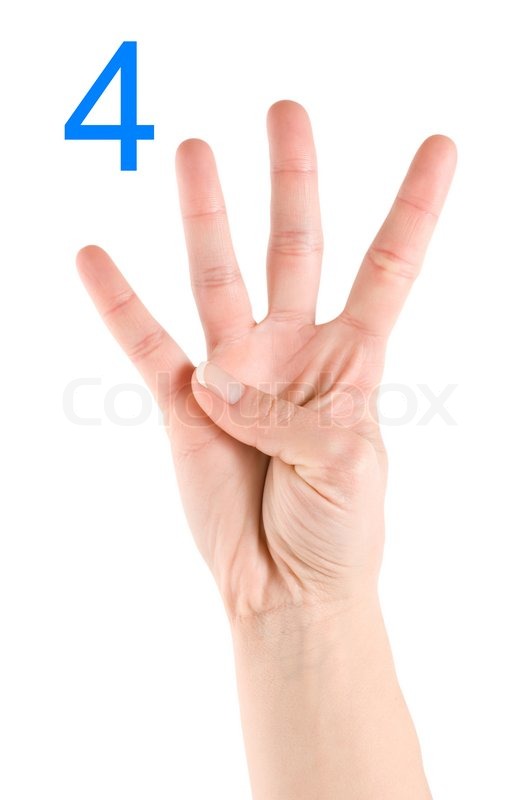 532x800 Hand Showing Number Four Isolated On A White Background Stock