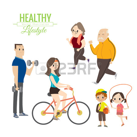 450x450 Healthy Lifestyle Happy Family Exercising Vector Cartoon