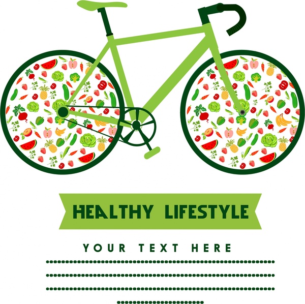600x598 Healthy Lifestyle Concept Bicycle Design With Fruit Icons Free
