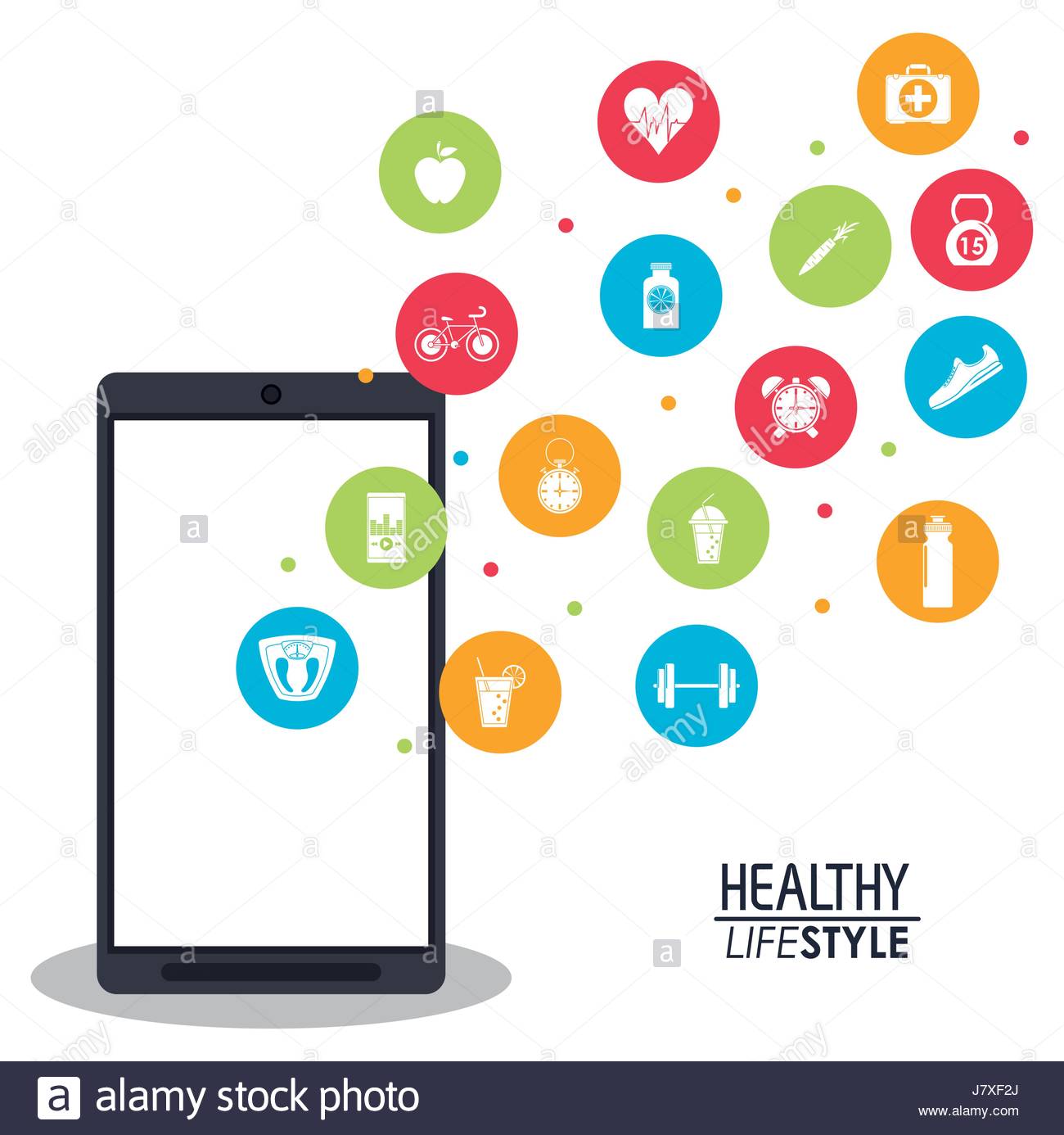 1300x1386 Smartphone With App Silhouette Healthy Lifestyle Icons Stock