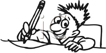 350x177 Enthusiastic Student Doing Homework With A Big Smile Cartoon