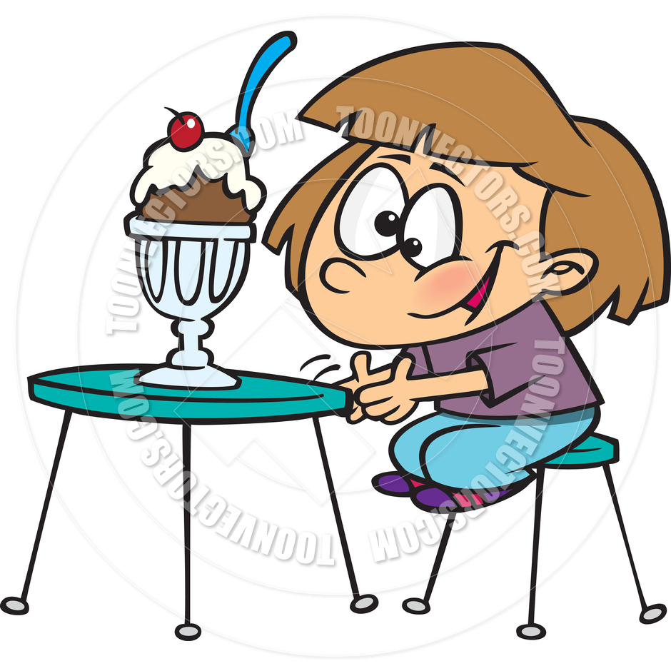 940x940 Cartoon Girl And Ice Cream Sundae By Ron Leishman Toon Vectors