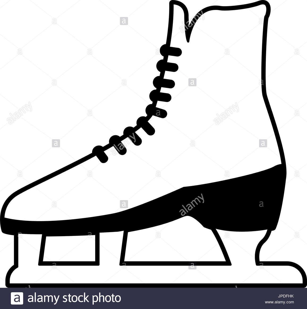 1300x1311 Classic Ice Figure Skates Sport Equipment Side View Stock Vector