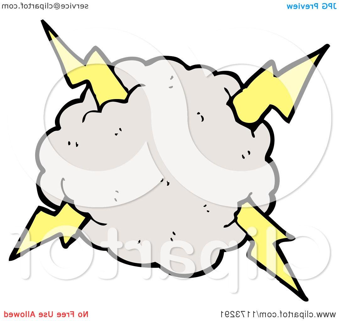 1080x1024 Unique Cartoon Of Cloud With Lightning Bolts Royalty Free Vector