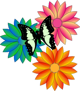 264x300 May Butterfly And Flowers Clip Art