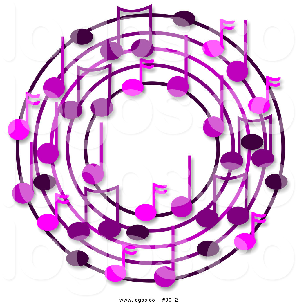 1024x1044 Royalty Free Clip Art Logo Of A Wreath Of Purple Music Notes