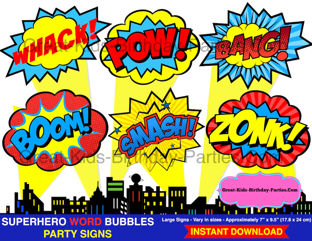 1000x773 Superhero Word Bubbles
