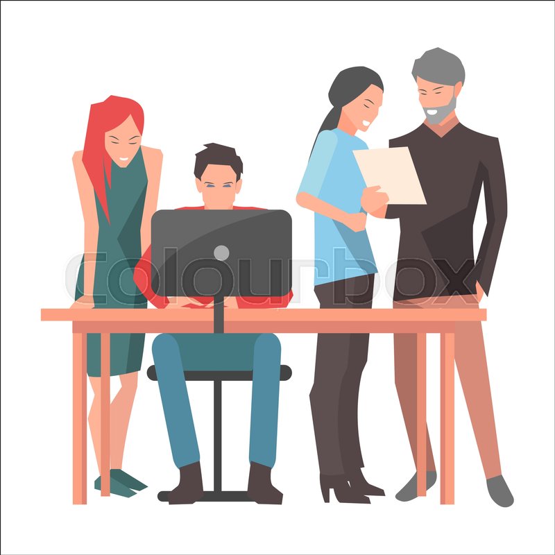 800x800 Four People Work On Their Startup, With Computer And Documents