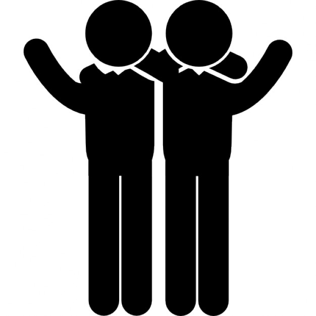 626x626 Two Men Side By Side In A Hug With Raised Arms Icons Free Download
