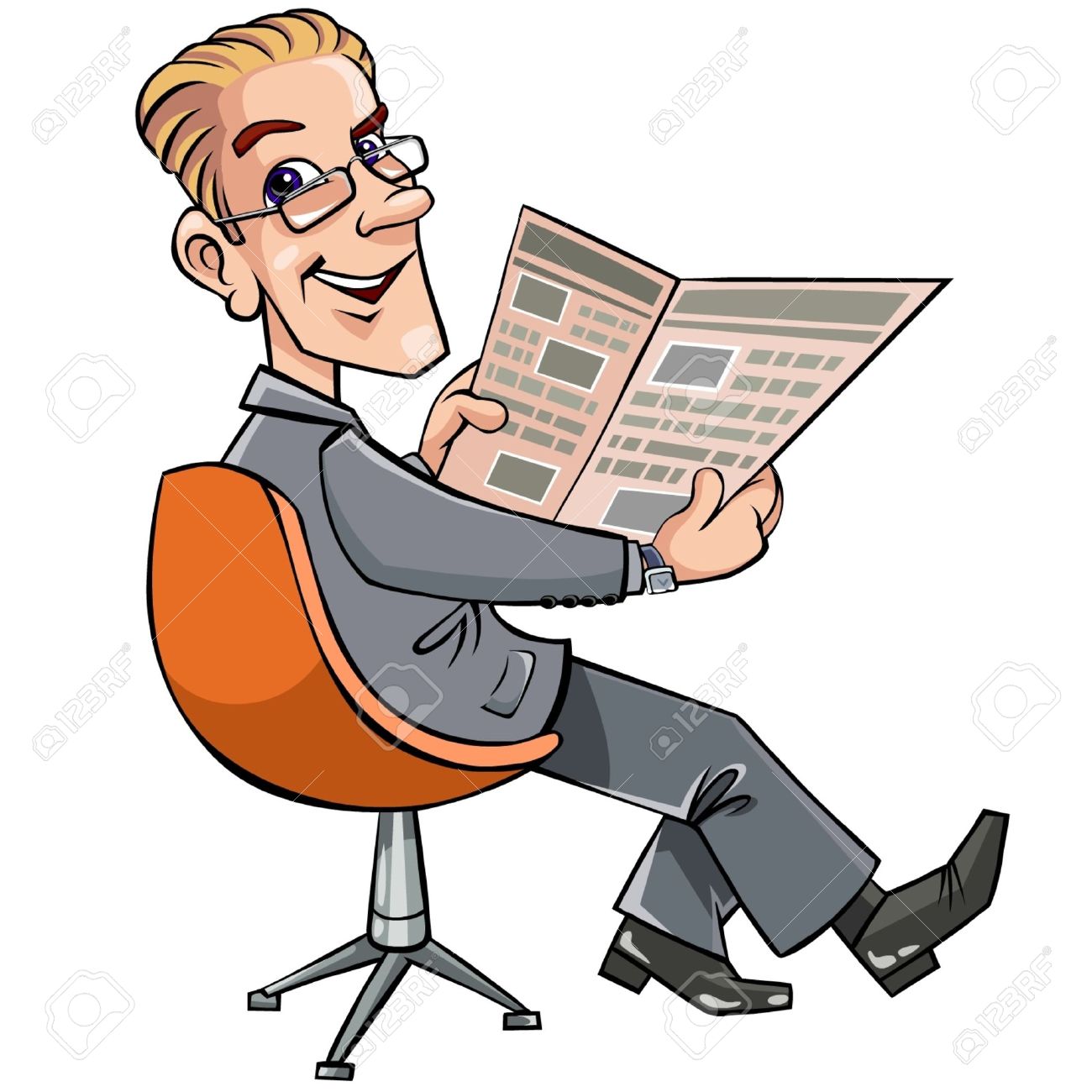 1300x1300 Reading A Newspaper Clipart